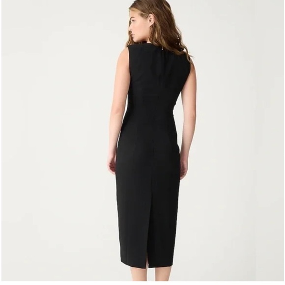 NWT J. Crew Women’s Sz 0 Black Sleeveless Sheath Midi Dress in Drapey Crepe - Picture 3 of 3